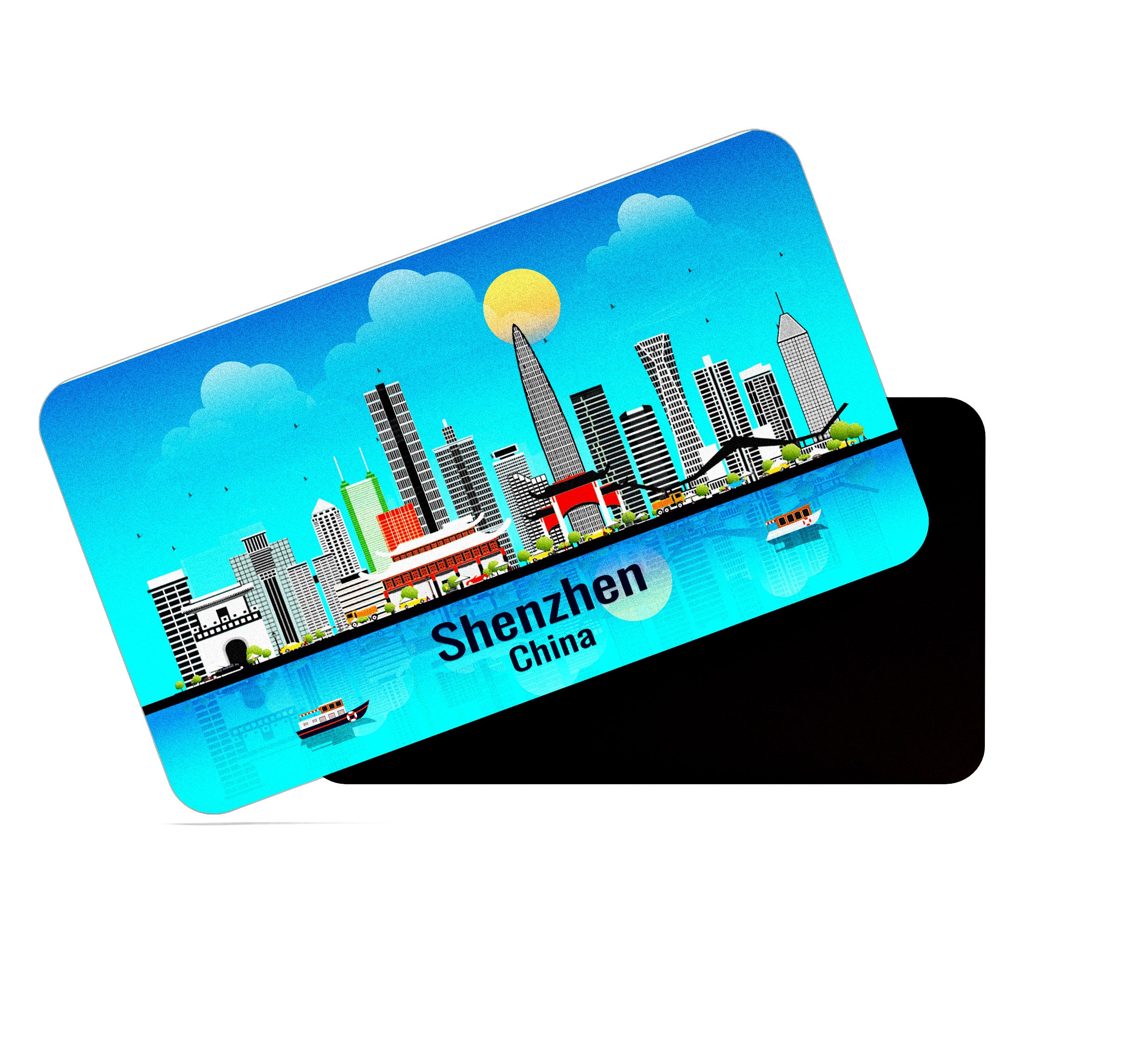 dhcrafts Rectangular Fridge Magnet Blue China Shenzhen Design Pack of 1 (8.6cm x 5.4cm)